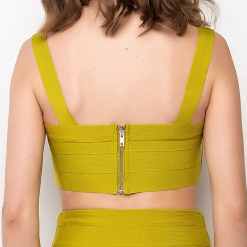 Callie Chartreuse Apple: Bandage Crop Top  L XL - Picture 3 of 4